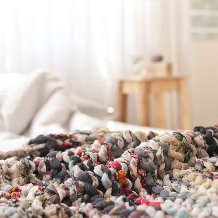 chunky knit kantha throw - earth